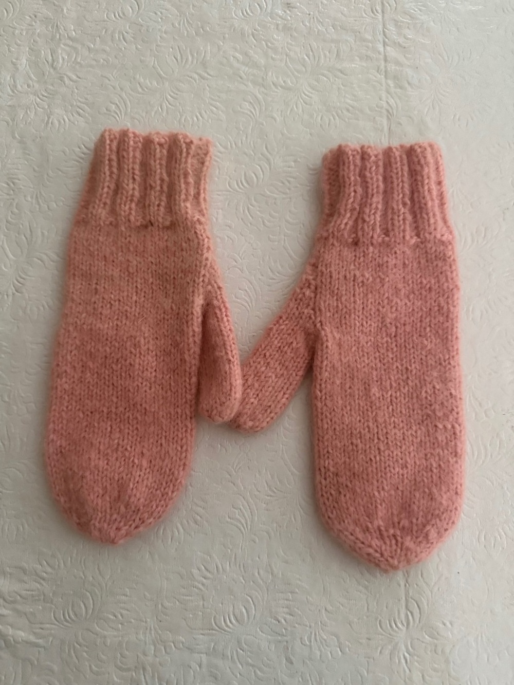 Wms Pink Wool Mittens Med